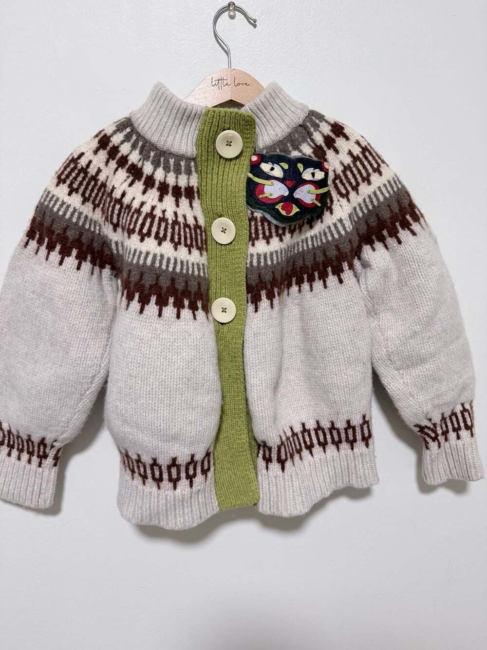 The Reeds Cardigan Youth Size M Fair Isle Wool Cat Motif